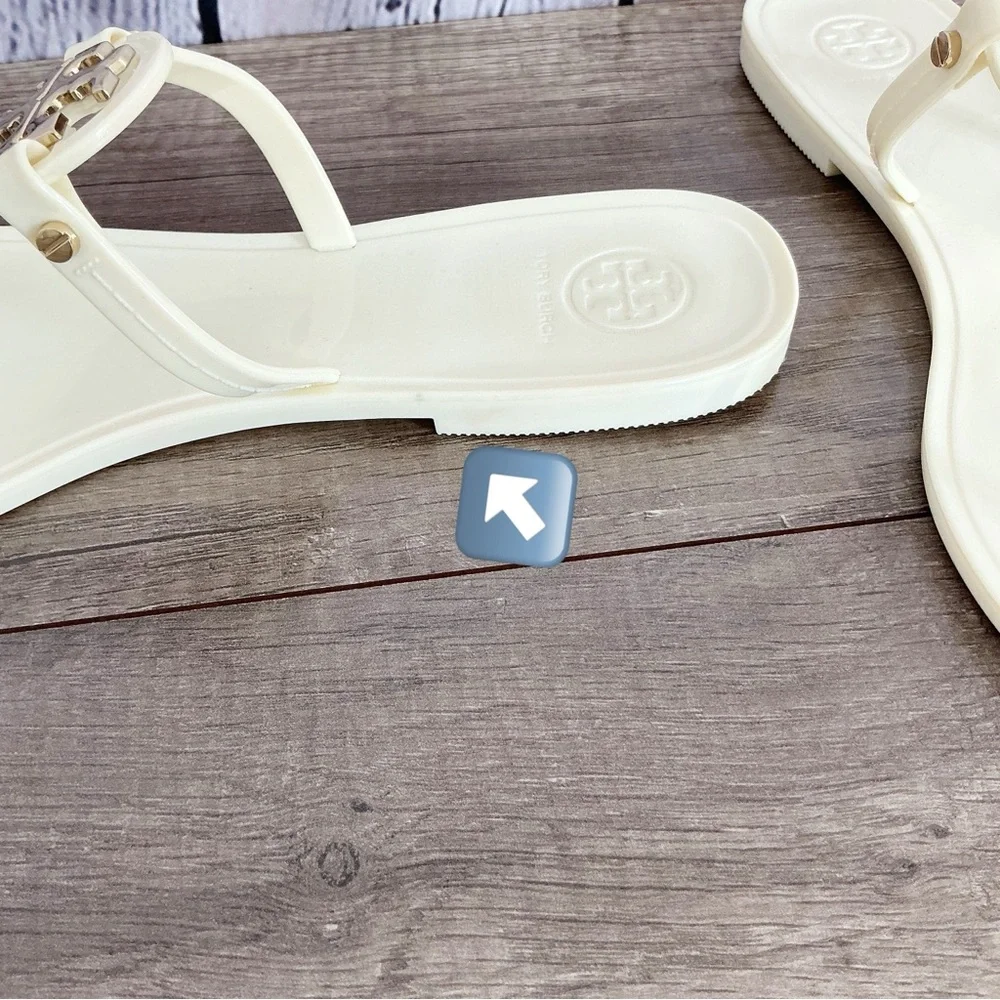 Tory Burch Mini Miller Jelly Flat Thong Ivory Size 8M